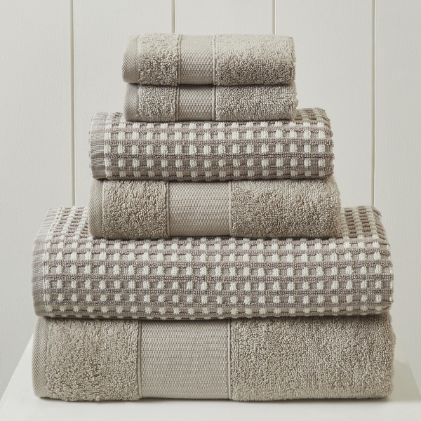 Modern Threads 6-Piece Yarn Dyed Cobblestone Jacquard Towel Set Flax 5YDGRDLE-FLX-ST